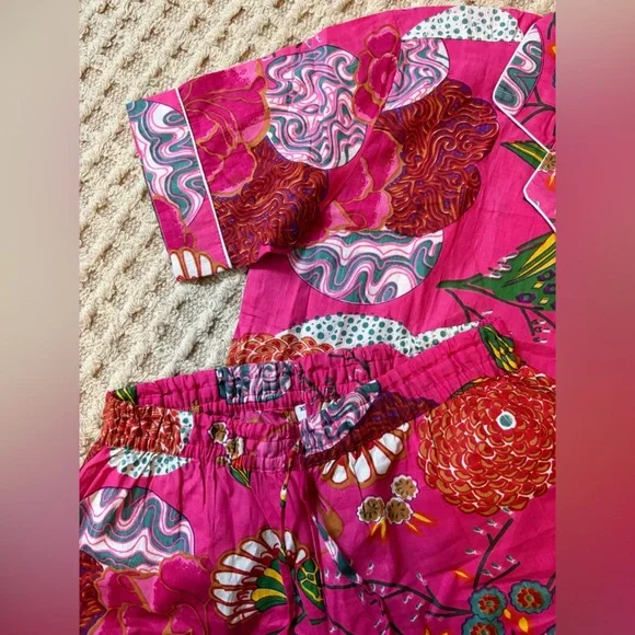 Soothe our Soul 100% Cotton Bright Color Patterned Short Sleeve Shorts PJ set XS - Picture 4 of 9